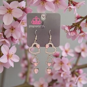 Paparazzi Silver and Pink Heart Earrings